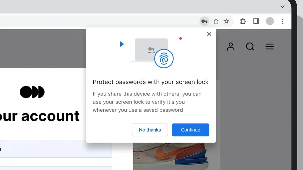 What happens when you turn off fingerprint authentication for passwords on Chrome?